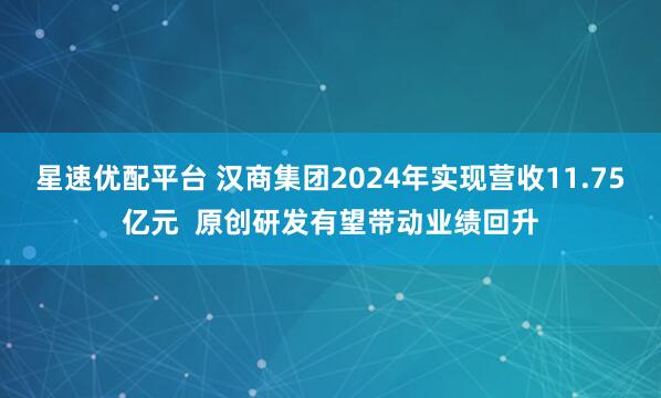 星速优配平台 汉商集团2024年实现营收11.75亿元  原创研发有望带动业绩回升